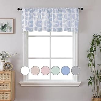 Aiyufeng Blue Valances for Windows, 3D Embossed Textured Kitchen Curtains Valances 18 Inch Length for Bedroom Living Room, Soft Airy Rod Pocket Farmhouse Semi Small Curtains Drapes, 38" Wx18 L Inches