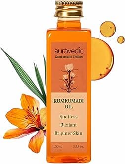 Auravedic Kumkumadi Oil Pure Saffron for Ultra Radiant Skin | Ayurvedic Oil for Dull, Dehydrated & Tired Skin | Lightweight Hydrating Formula for Smooth Texture | 3.38 Fl Oz (100ml)
