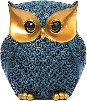 Artpaul Owl Decor Home Décor Accents Small Decor Items for Shelf Owl Figurines Home Decor Owl Decorations for Home, Office, Gifts for Owl Lover(Blue)