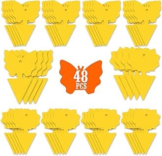 48PCS Fruit Fly Sticky Traps, Fungus Gnat Traps Insect Trap for Plants Kitchen Indoor and Outdoor（48 Lemon Yellow ）