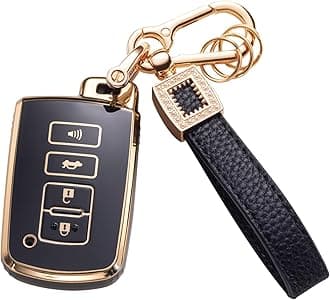 for Toyota Key Fob Cover with Leather Lanyard, Car Key Fob Case Compatible with Tacoma Highlander Corolla Sequoia Camry Tundra Avalon RAV4 Smart Key Protector Holder