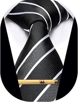 Men's Neckties Striped Tie and Plaid Neckties for Men Woven Silk Tie Gold Tie Clip Set