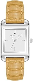 Anne KleinWomen's Shiny Croco-Grain Leather Strap Watch