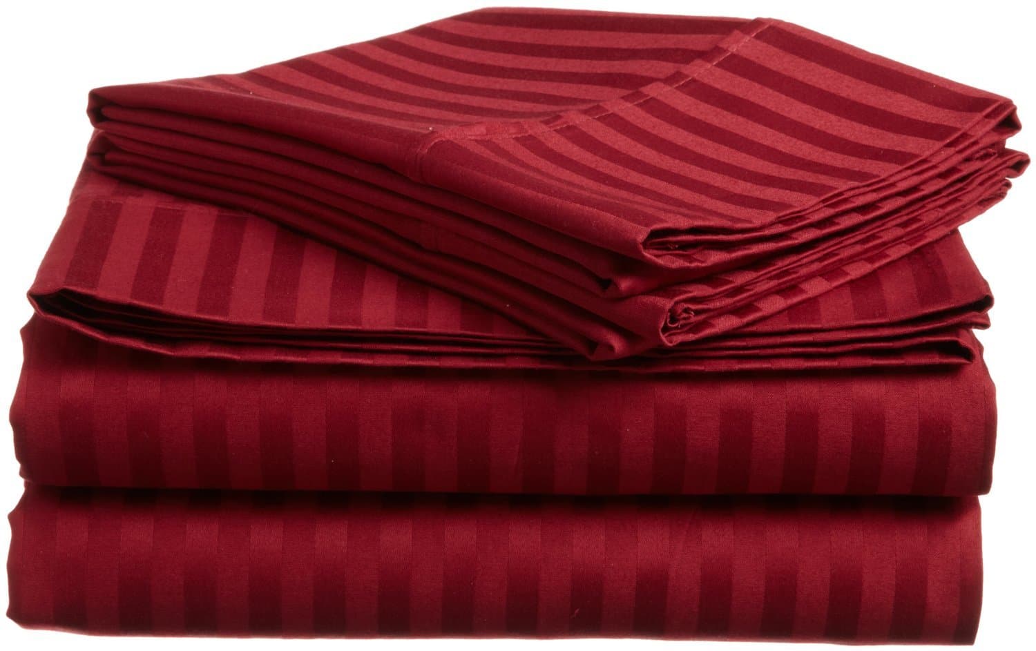 ROYAL ELEGANCE 1500 Thread Count KING SIZE 4PC Egyptian STRIPE Sheet Set, BURGUNDY