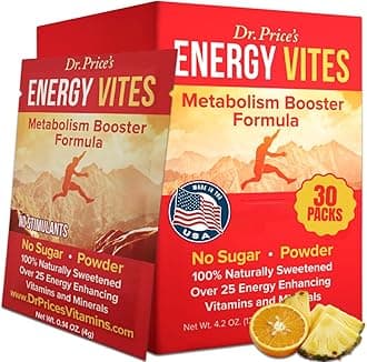 Dr. Price's Vitamins Energy Powder Packets – 30 Count | Energy Vites with Vitamin B12, Amino Acids & CoQ10 | Sugar Free, Gluten Free, Non-GMO Supplement for Men & Women