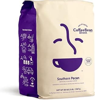 Coffee Bean Direct Southern Pecan Flavored, Whole Bean Coffee, 5 Pound Bag (Pack of 1)