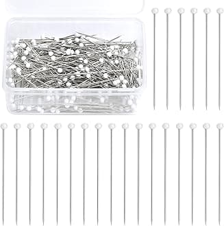 Sewing Pins, 300 PCS Straight Pins for Fabric, White Pearlized Ball Head Quilting Pins Long 1.5inch with Transparent Plastic Box for Dressmaker, Jewelry DIY Decoration and Sewing Project