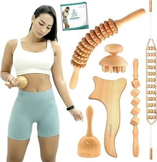 6-in-1 Wood Therapy Massage Tools - Professional Maderoterapia Kit for Body Sculpting, Shaping, Fascia Release & Lymphatic Drainage - Maderotherapy Helps Reduce Cellulite Appearance - by Cozlow