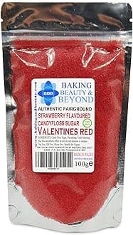 Baking Beauty and Beyond Premium Candy Floss Sugar 100g - Valentines Red Strawberry Flavour