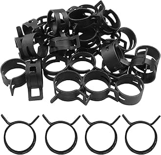 30Pcs Spring Band Type Clips 22mm(7/8 Inch) Air Hose Tube Water Pipe Fuel Hose Line Vacuum Hose Clamp, Fit 23.6-25.5mm OD (Black)