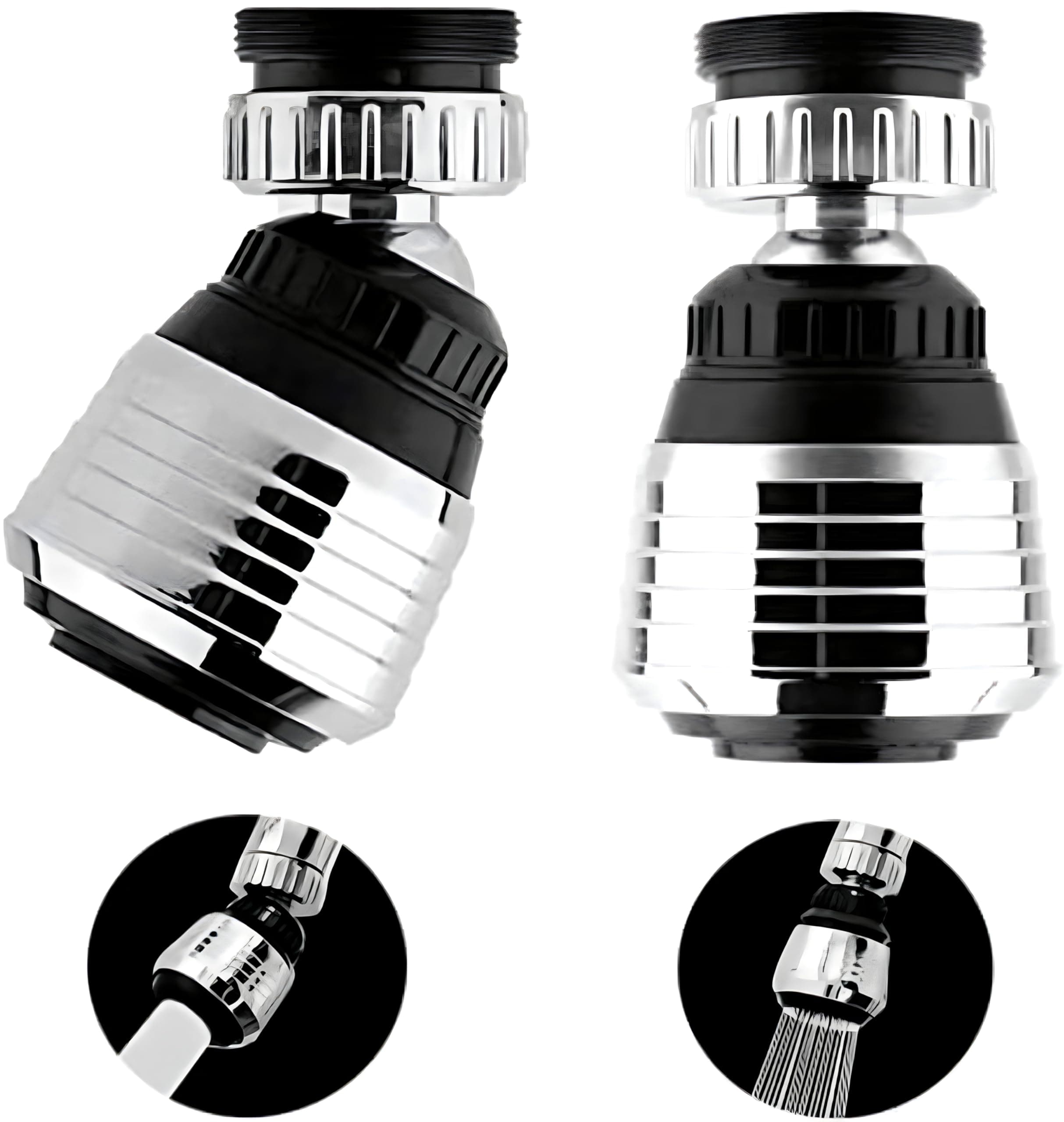 2PCS Kitchen Faucet Aerator, Splash Filter Attachment Tap 360 Rotate Swivel Saving Diffuser Nozzle Filter Adapter