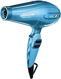 BaBylissPRO Hair Dryer, Nano Titanium Portofino 2000-Watt Blow Dryer, Hair Styling & Appliances, Blue, BNTB6610N