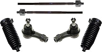 6 Pc Front Steering Kit Tie Rod Linkages and Rack and Pinion Bellow Boots