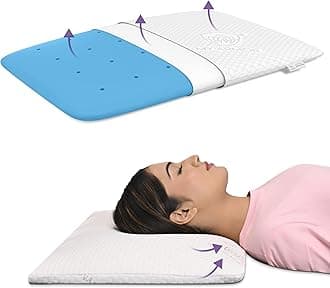 - Ventilated Cooling Gel Memory Foam Pillow Ultra-Thin Size - 2.5 Inch Thick, with Removable Washable Cover - Pack of 1