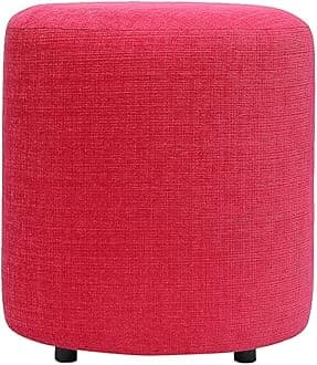 Siwa Style Barrel upholstered Foam Cushioned Round Pink Pouffe-15 Inch Diameter-30463