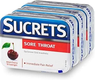 Sore Throat Lozenges, Wild Cherry Flavor, 3 Pack, 18 Count Each