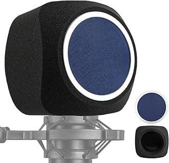 Microphone Isolation Shield,Microphone Wind Shield with P-op Filter Vocal Isolation Booth Portable Equipment Filter Out Noise for Recording Studios, Singing, Live Stream(Blue)