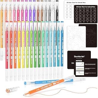 30 Colors Cute Journal Pens 0.6mm Fine Point Colored Gel Pens for Black Paper Adult Coloring Writing Drawing Journaling Note Taking School Office Home