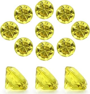 100 PCS Acrylic Diamond Gems, Gold Acrylic Diamonds 1 Inch Acrylic Gemstones Vase Filler Fake Gems Plastic Gems for Home Table Scatters Party, Event, Wedding, Arts & Crafts, Birthday Decorations