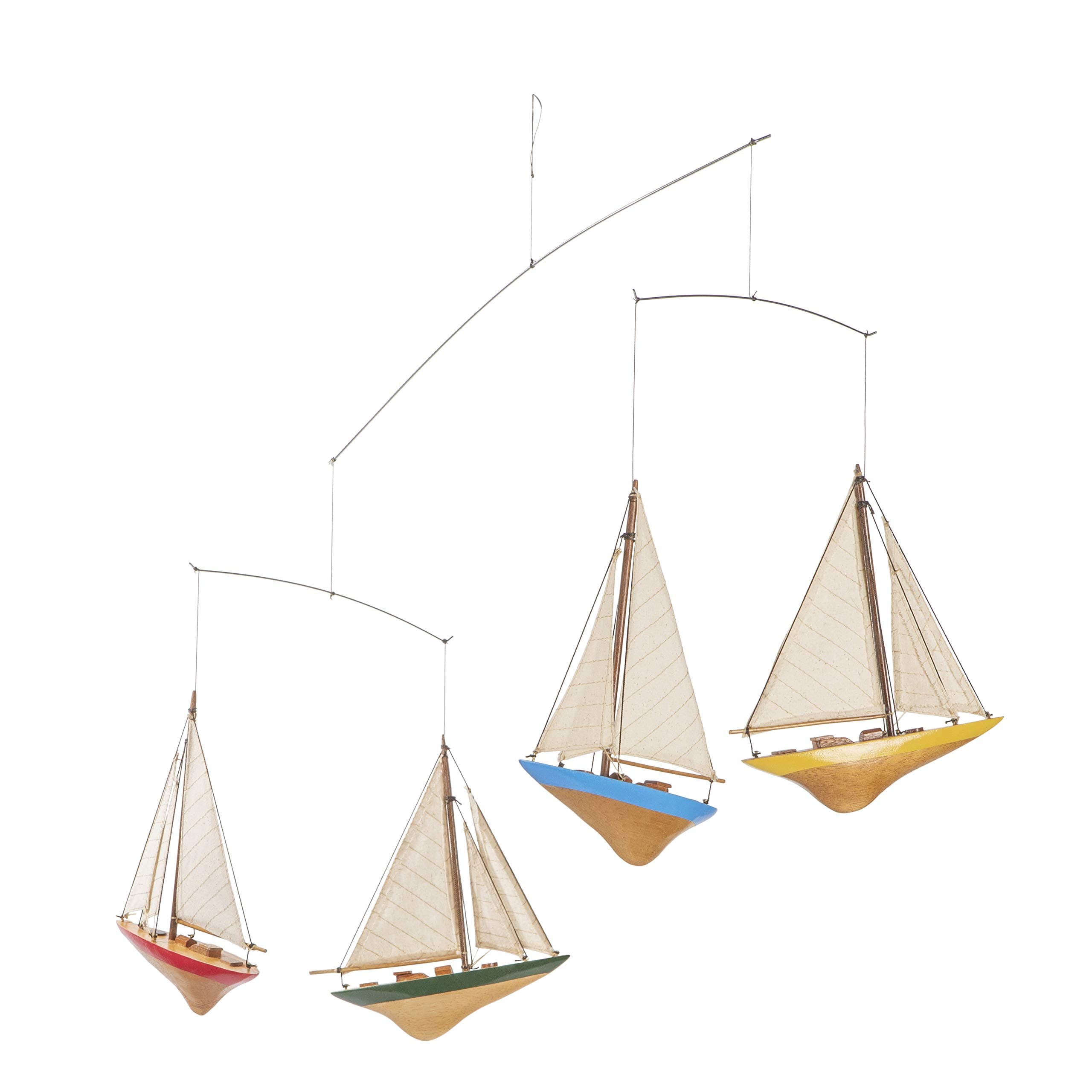 Hanging Boat Mobile - A-Cup Mobile by Authentic Models, Ceiling and Nursery Decor for All Ages, Made of Wood and Cotton Sails, Yacht Miniatures for Boys and Girls