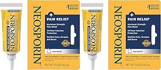 Neosporin + Maximum-Strength Pain Relief Dual Action Ointment, First Aid Topical Antibiotic & Analgesic Ointment for 24-Hour Infection Protection with Bacitracin Zinc & Pramoxine HCl,.5 oz (Pack of 2)