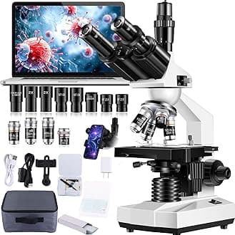 Trinocular Microscope 40X-5000X Magnification Laboratory Grade with Dual Mechanical Stage and HD USB Camera Microscopes for Adults（Adult Trinocular Microscope with Electronic Eyepiece）