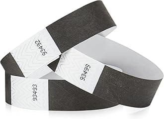 Black 3/4" Tyvek Wristbands - 200 Pack Paper Wristbands for Events