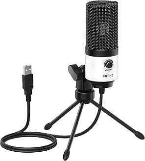 USB Podcast Microphone,PC Computer Recording Mic for Desktop Laptop,Studio Condenser Microphone with Volume Knob for Voice-Over, Vocals, Online Meeting, YouTube-K669W