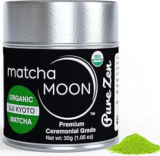 Matcha Moon Organic Ceremonial Grade Matcha Green Tea Powder - Pure Zen - Ideal for Traditionally Whisked Tea - 30g Tin (1oz) - Finest Matcha Powder for Authentic Tea Experience