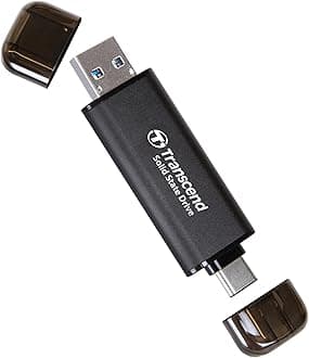 Transcend 310C 2TB USB C & USB A External Portable SSD, Up to 1,050 MB/s, 5 Yr Warranty, Black, for iPhone 15 pro max, MacBook, Ipad, Laptop and Desktop TS2TESD310C