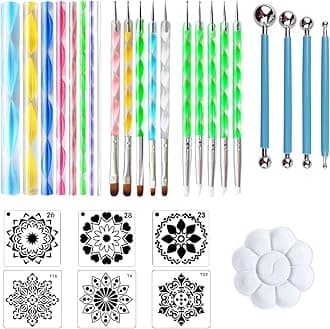 35 PCS Mandala Dotting Kit Mandala Dotting Tools and Stencils for Painting Rocks, Nail Dotting and Art Drawing Supplies