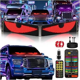 2PCS Devil Eyes Light For Windshield, 23"x5" LED Eyes Dual Screen 100% Sync, App/Remote Control, Custom Text & Graphics LED Light Sign for Car Truck SUV