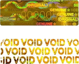 380pcs Hologram Tamper Proof Stickers Security Labels Genuine Warranty Void Seal Tamper evident Original Sticker with Unique Serial Number (1.2x0.4inch,Gold)