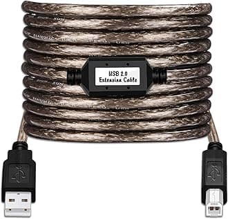 LDKCOK Active USB 2.0 Printer Cable 60ft - A-Male to B-Male High Speed Printer/Scanner/Repeater Cable for HP, Canon, Lexmark, Epson, Dell, Samsung etc
