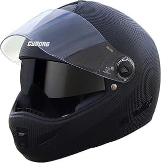 Steelbird Rox Cyborg ISI Certified Full Face Helmet for Men and Women with Inner Smoke Sun Shield and Outer Clear Visor