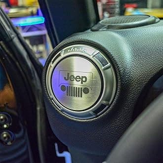 American Car Craft Stainless Steel Etched JEEP LOGO Style A/C Duct Trim Plates 4Pc | Jeep Wrangler JK 2007-2018 & JL 2018+, JEEP