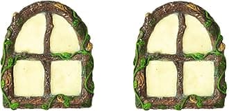 Set of 2 Fairy Windows for Trees – Glow in The Dark Yard Art Sculpture Decoration for Kids Room, Wall and Trees Outdoor | Miniature Fairy Garden Outdoor Decor Accessories