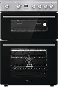 Hisense HDE3211BXUK 60cm Electric Cooker with Ceramic Hob - Brushed stainless steel -A+/A Rated Double Oven