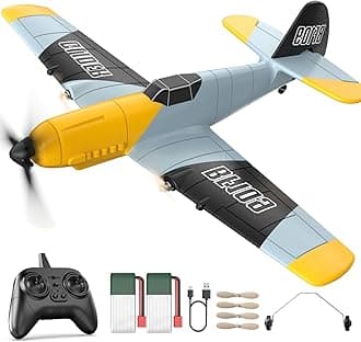RC Plane 3 Channel BF-109 Remote Control Airplane Fighter Toys,2.4GHz 6-axis Gyro Stabilizer RTF Glider Aircraft Plane with 2 Batteries,Easy to Fly for Adults Kids Beginners Boys