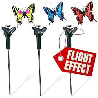 3 Pcs Solar Butterfly Stakes with Fluttering Moving Butterflies – Brighten Your Garden Instantly -Waterproof, Easy to Install, Colorful Outdoor Yard Decor, Great as Gift for Mom | Battery NOT Included