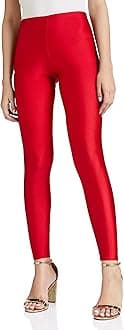 GO COLORS Women's Mid Rise Shimmer Skinny Fit Leggings