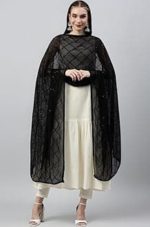 RANI SAAHIBA Women's Chiffon Embroidered Dupatta