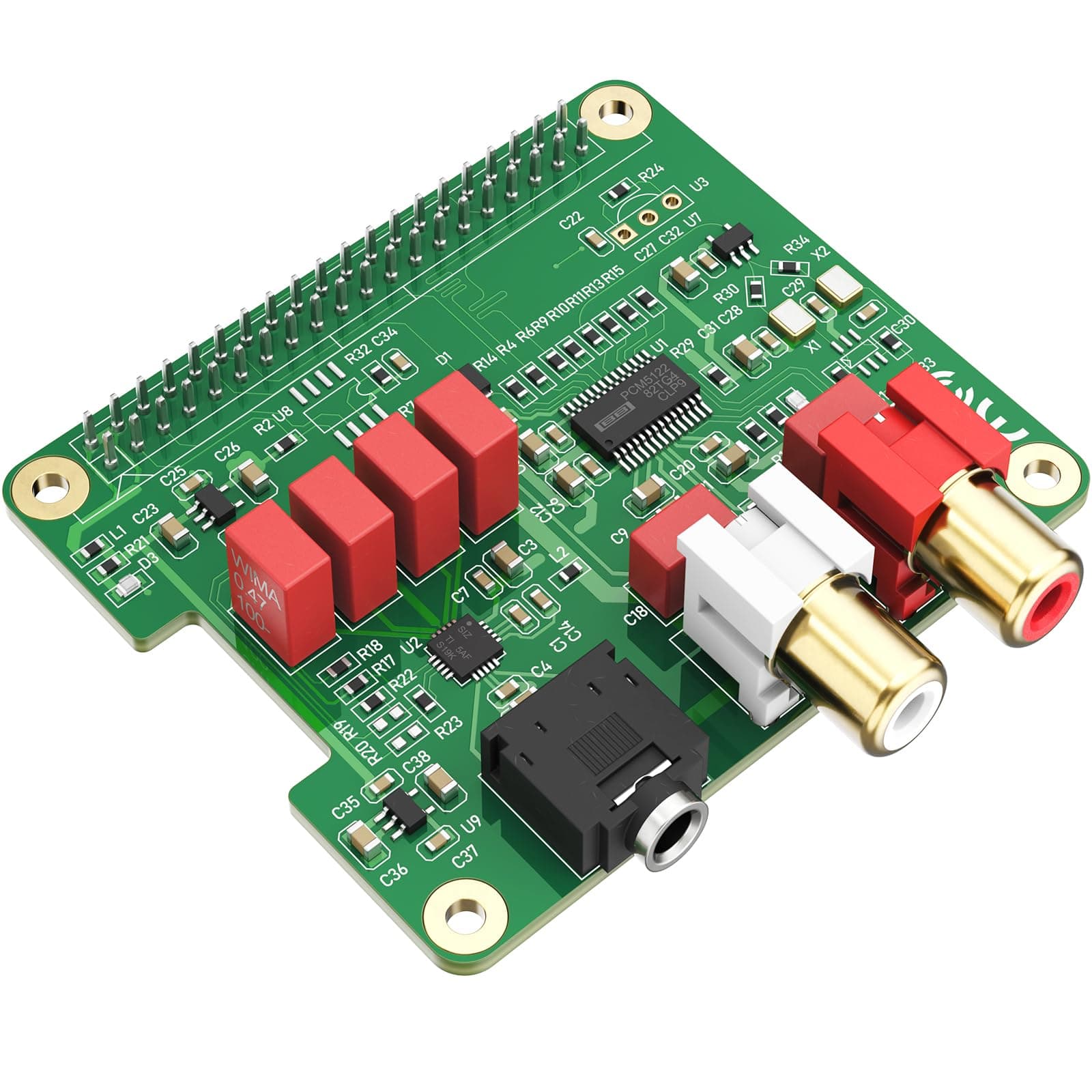 InnoMaker HiFi DAC HAT for Raspberry Pi 5/4/3B+/Zero | PCM5122 384kHz/32bit DAC Audio Card Expansion Board | Dual Oscillators & DOP | RCA/3.5mm Output, 112dB SNR