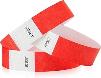 700 WristCo Neon Red Tyvek Wristbands for Events - Tamper-Proof Design & Fluorescent Color Prevent Reuse Premium-Grade Bracelets for Hospital & Medical ID, Party & VIP Identification