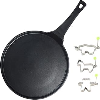 S·KITCHN Crepe Pan Nonstick Dosa Pan with Egg Mold, Comal for Tortillas Compatible with Induction Cooktop, Pancake Pan Breakfast Egg Griddle Pan for Stove Top - 10 Inches