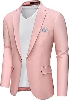 Men's Slim Fit Blazer Jackets Suit One Button Lightweight Sport Coats Casual Blazer