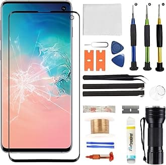 Front Glass Screen Replacement for Galaxy S10 - Compatible with Samsung Galaxy S10 G973 Series 6.1 inch & Complete Repair Tools Kit（NO OLED Screen & Digitizer Touch）