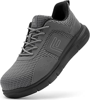 FitVille Exitra Wide Steel Toe Shoes for Men Puncture Proof Composite Toe Safety Work Shoes with Arch Support