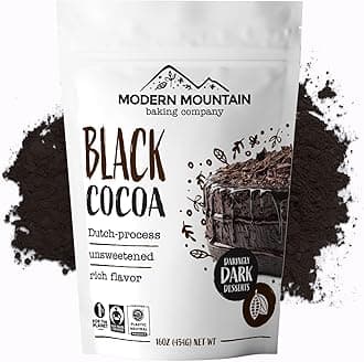 Black Cocoa Powder (1 lb) Bake the Darkest Chocolate Baked Goods, Achieve Rich Chocolate Flavor, All-Natural Substitute for Black Food Coloring, Dutch-Processed Cocoa Powder, Unsweetened, Extra Dark, Fair Trade Certified