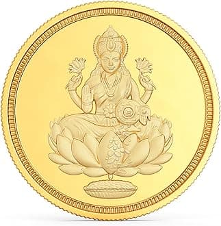22K (916) Purity Gold Coin | Yellow Color | Round Shape | Plain Lakshmi Design.